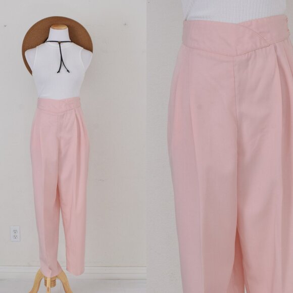 Vintage 90s Pink Pleated Trousers | 30 waist‎ - Picture 1 of 9